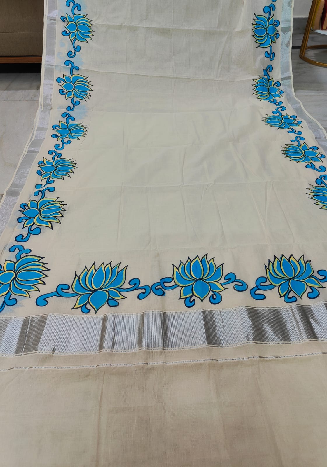 Pure Kerela cotton handpainted Sari. – HolyThread India