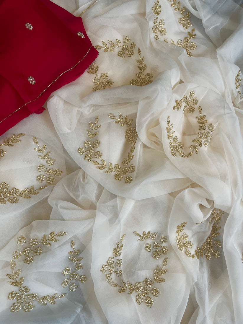 Sari Handwork Pure chiffon handwork sari – HolyThread India