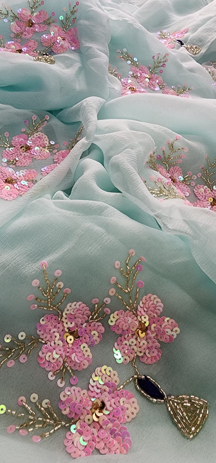 Sari Handwork Pure chiffon handwork sari – HolyThread India