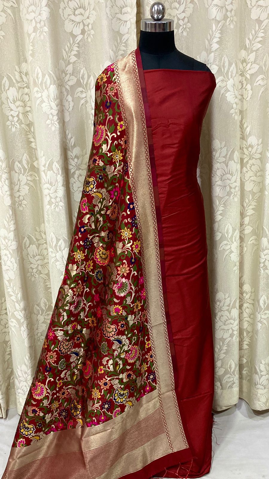 banarasi silk dress material with price Peacock 02 Soft Banarasi Silk Dress Material Wholesale Price